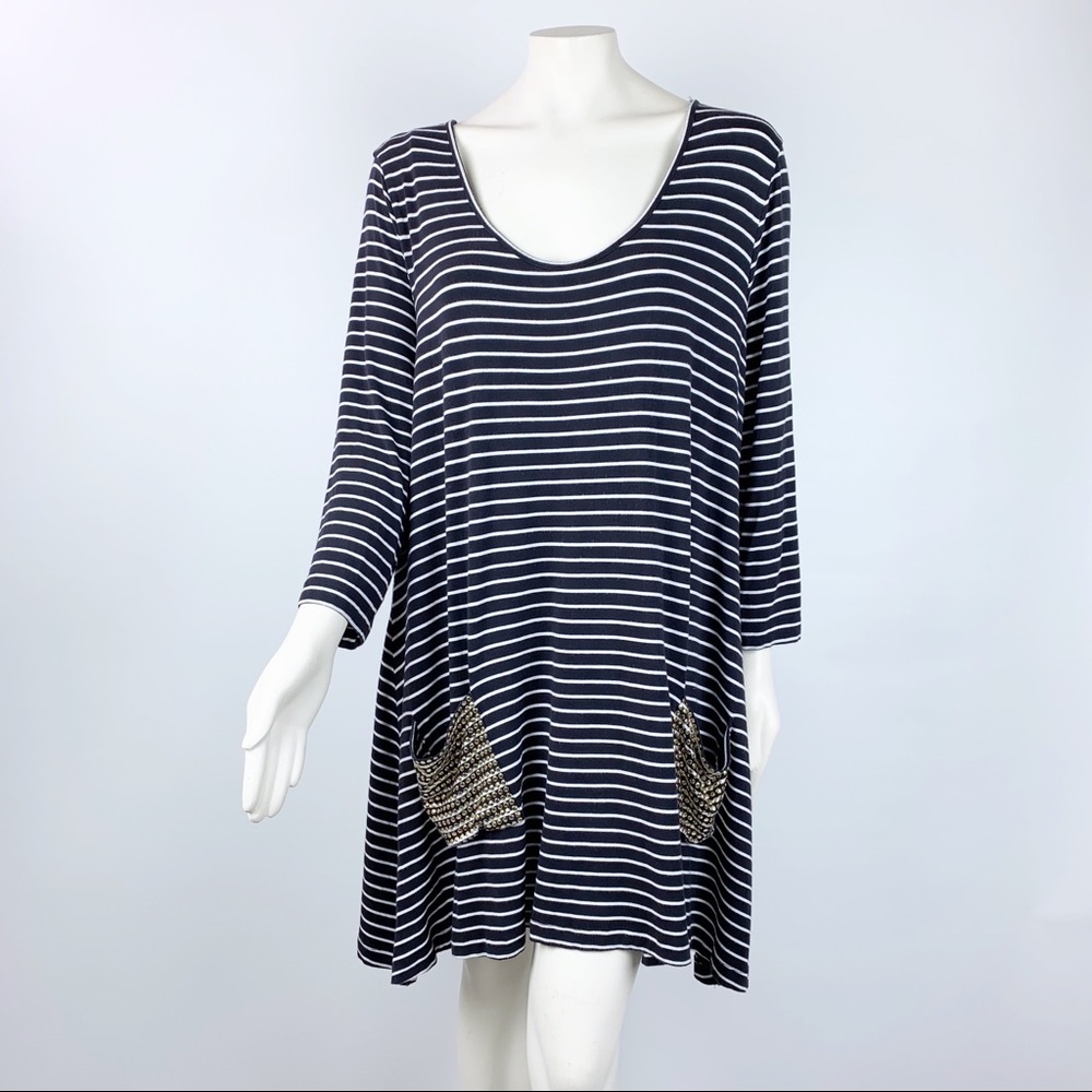 Soft Surroundings | Striped Tunic Sequin Pockets